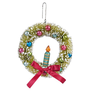 Brights Candle In Wreath Ornament - Ornaments