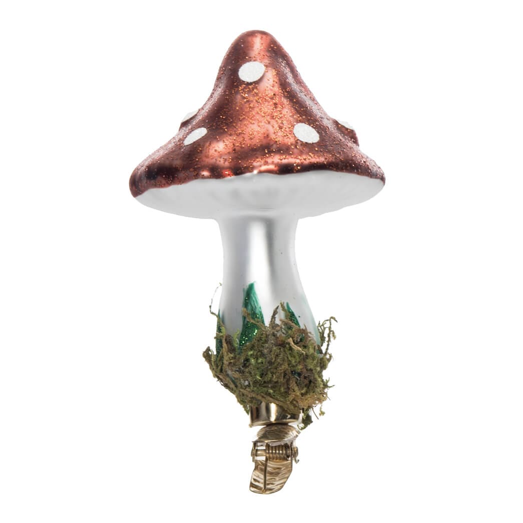 Bronze Clip-On Mushroom Ornament - Ornaments