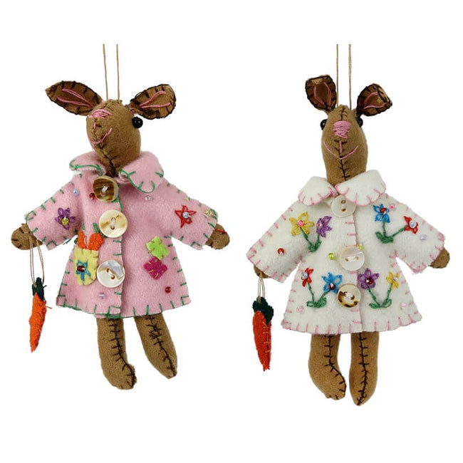 Brown Dressed Bunny Ornaments Set/2 – Traditions
