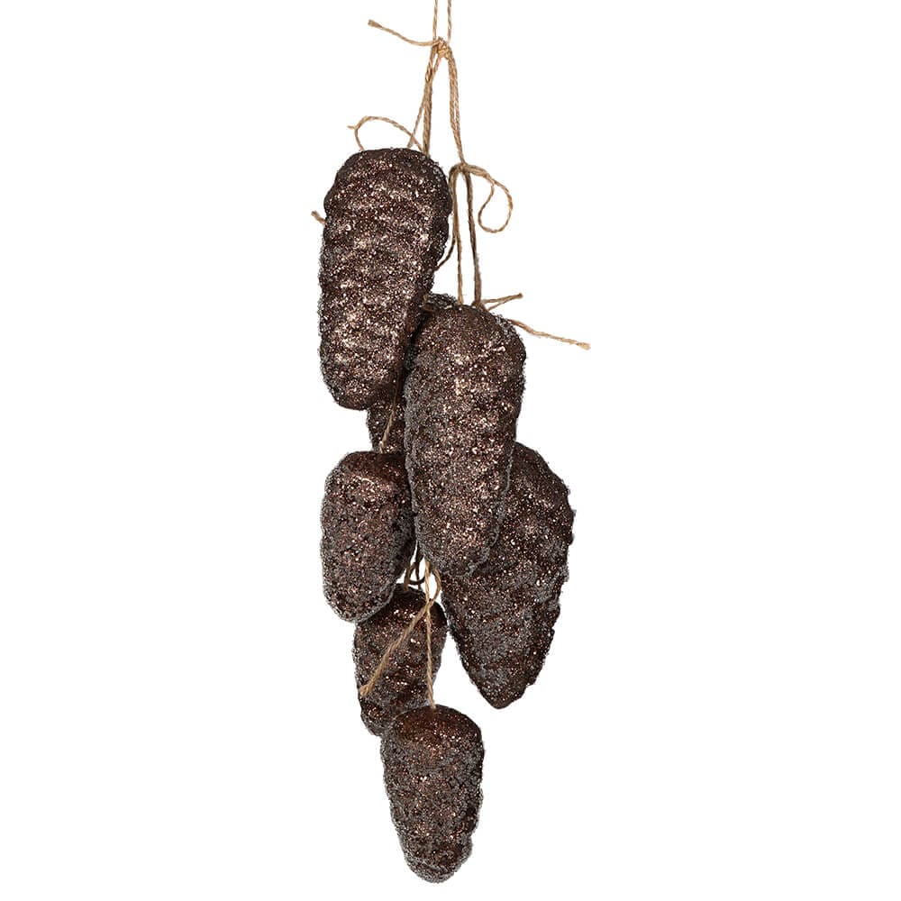 Brown Glittered Hanging Pinecones