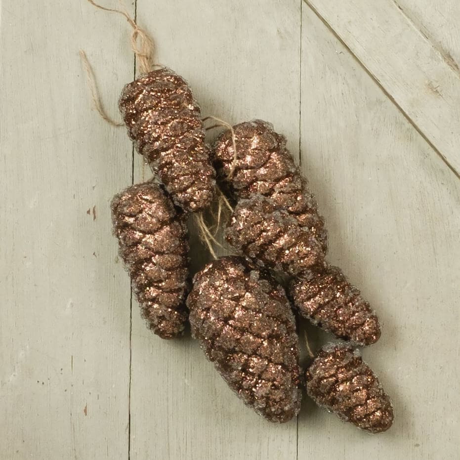 Brown Glittered Hanging Pinecones