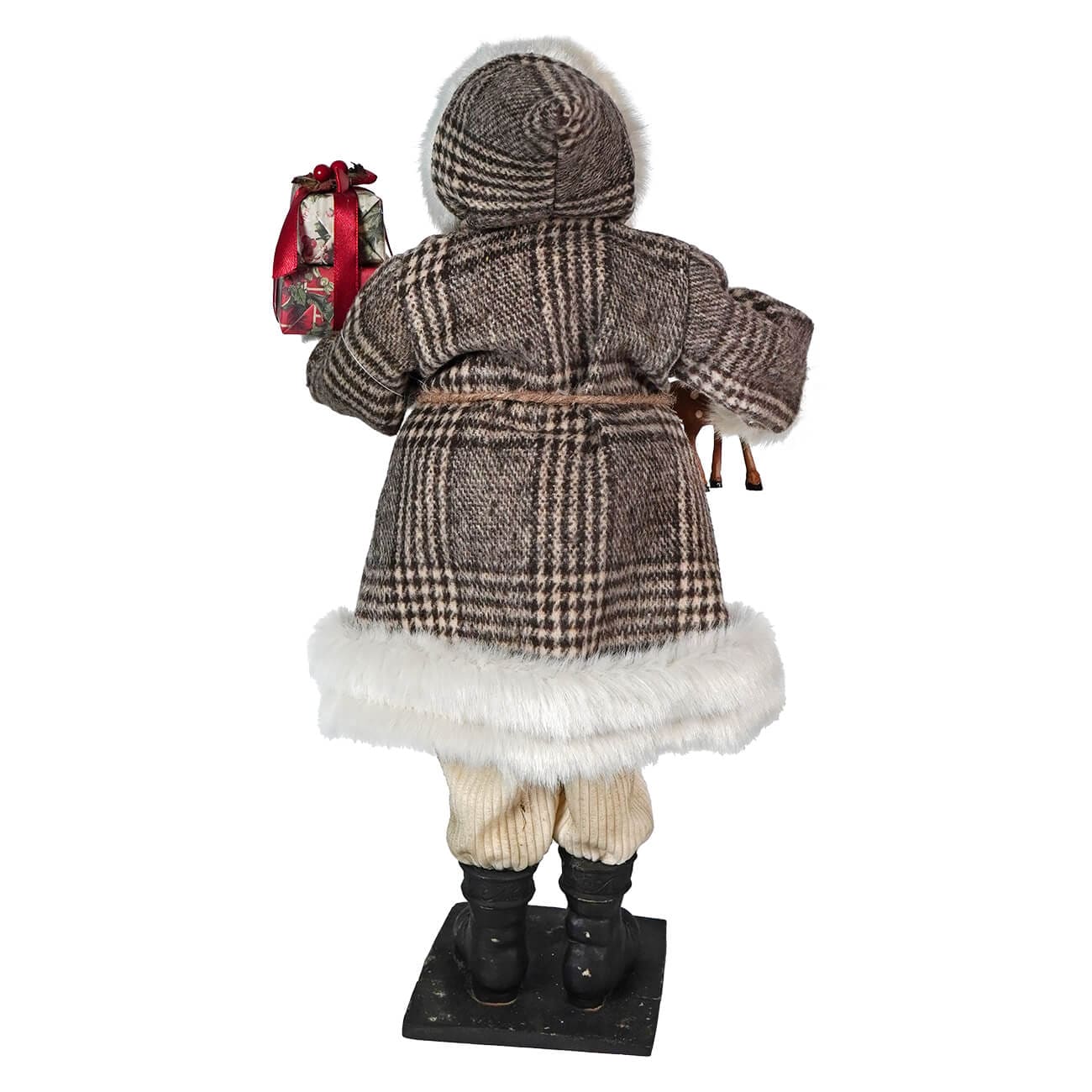 Brown Plaid Santa with Gifts - Christmas
