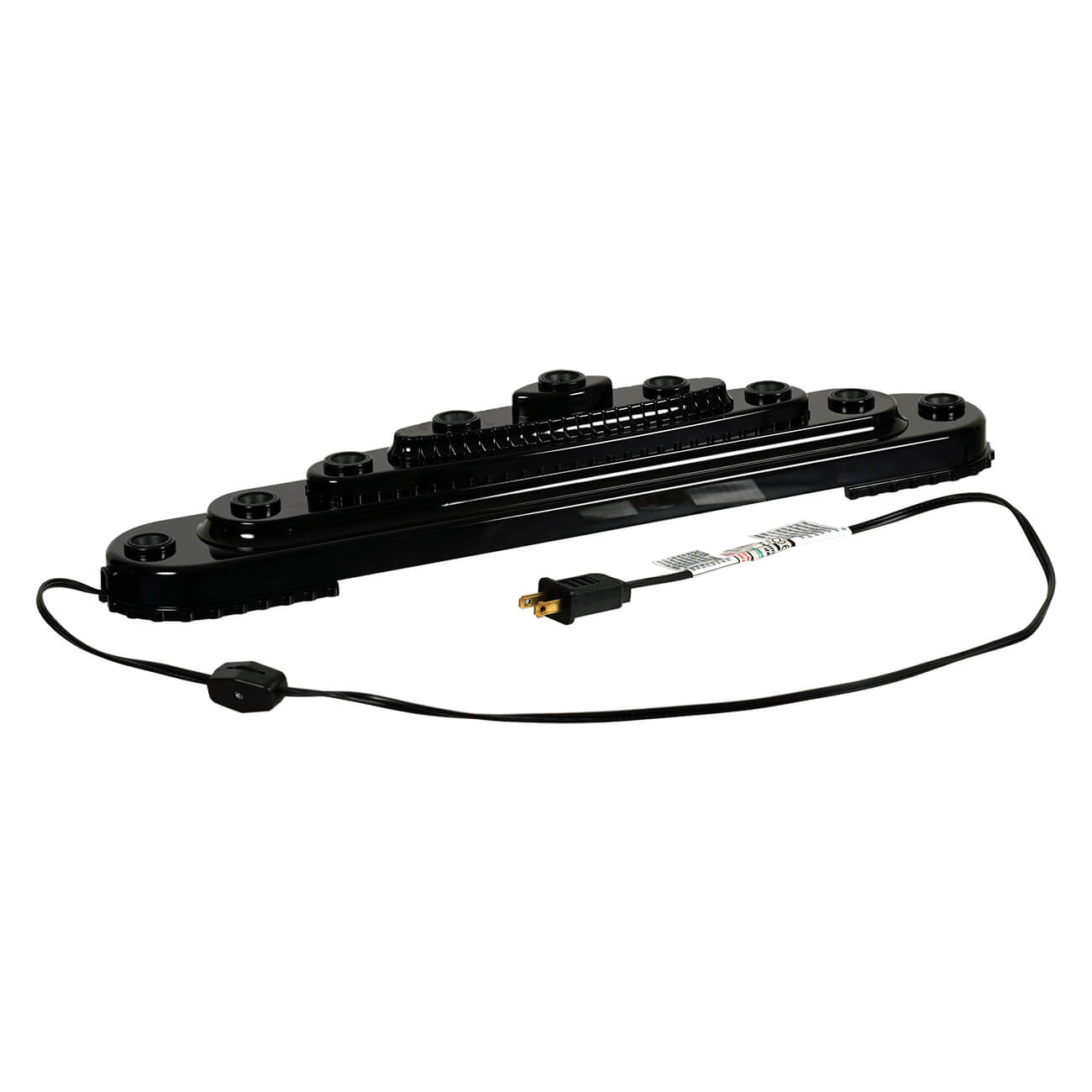 Black plastic led light bar with multiple bulbs and power cord for bubble light candolier base use