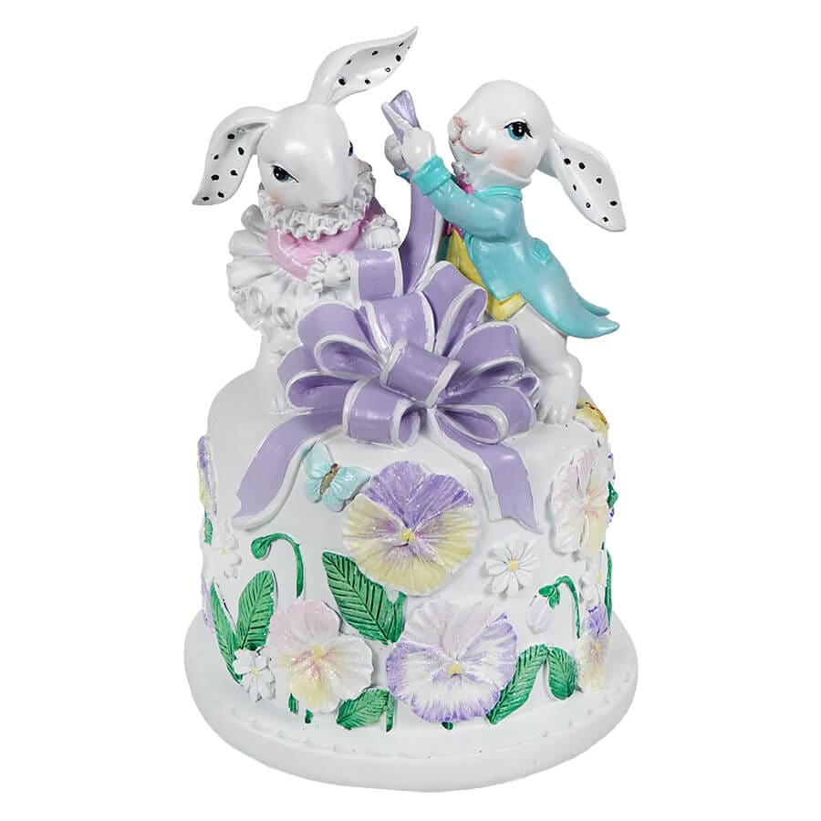 Bunnies On Floral Cake - Easter