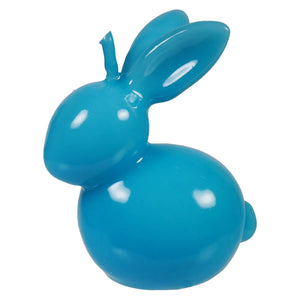 Bright turquoise ceramic bunny figurine with a glossy finish.