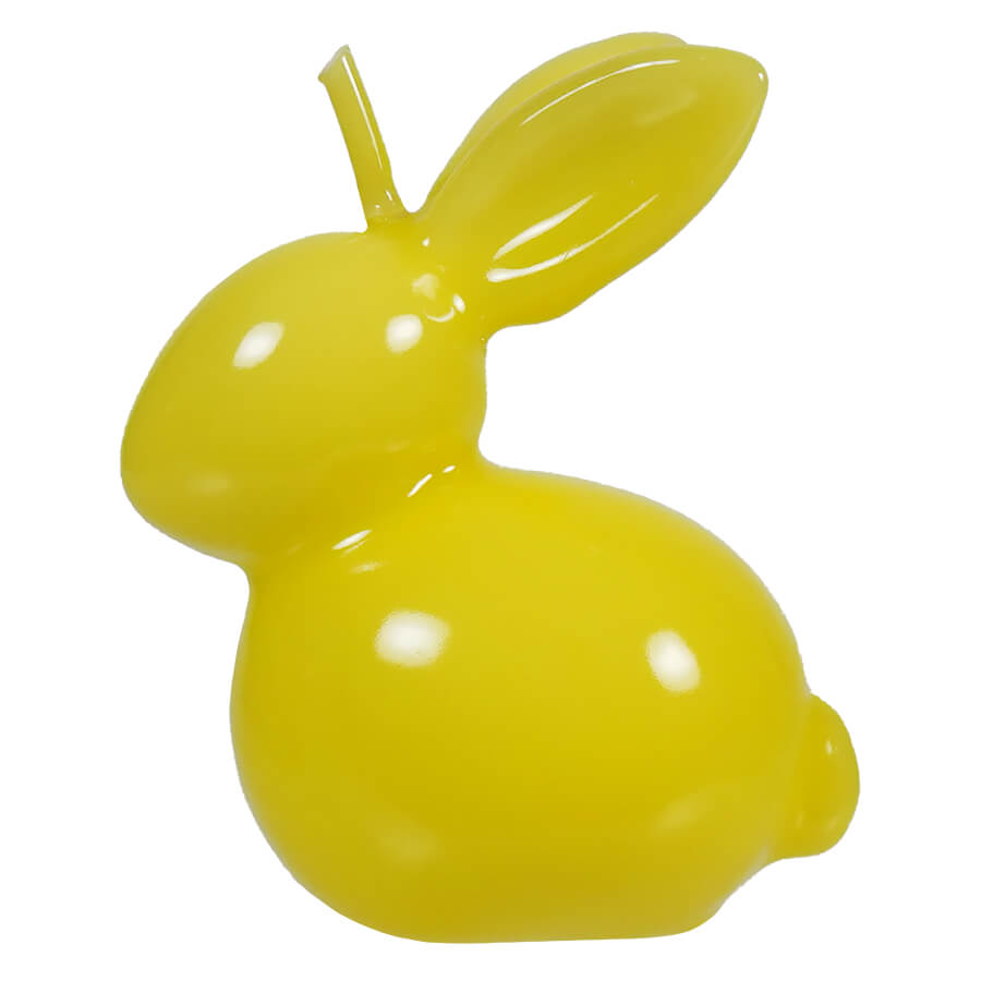 Yellow plastic bunny-shaped decorative figure.