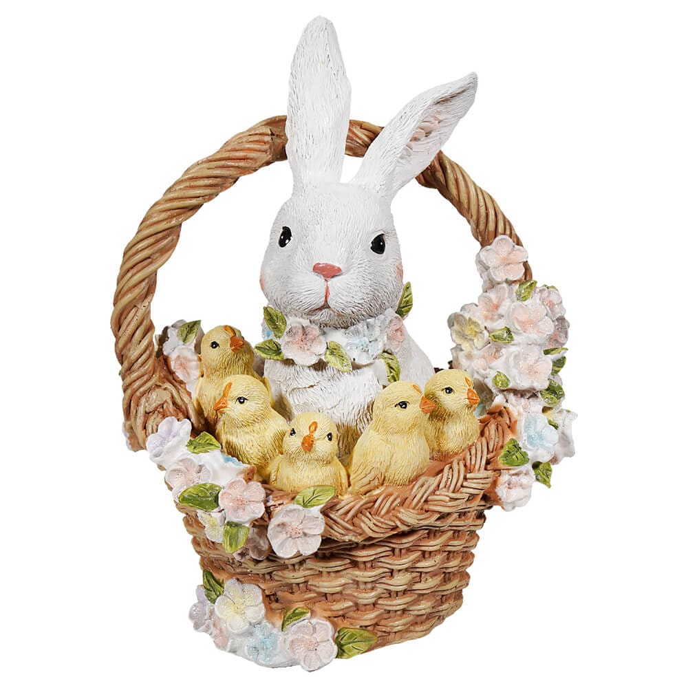 Bunny & Chicks In Flower Basket