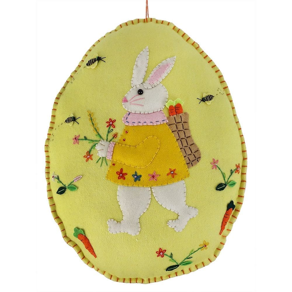 Bunny On Yellow Egg Pillow