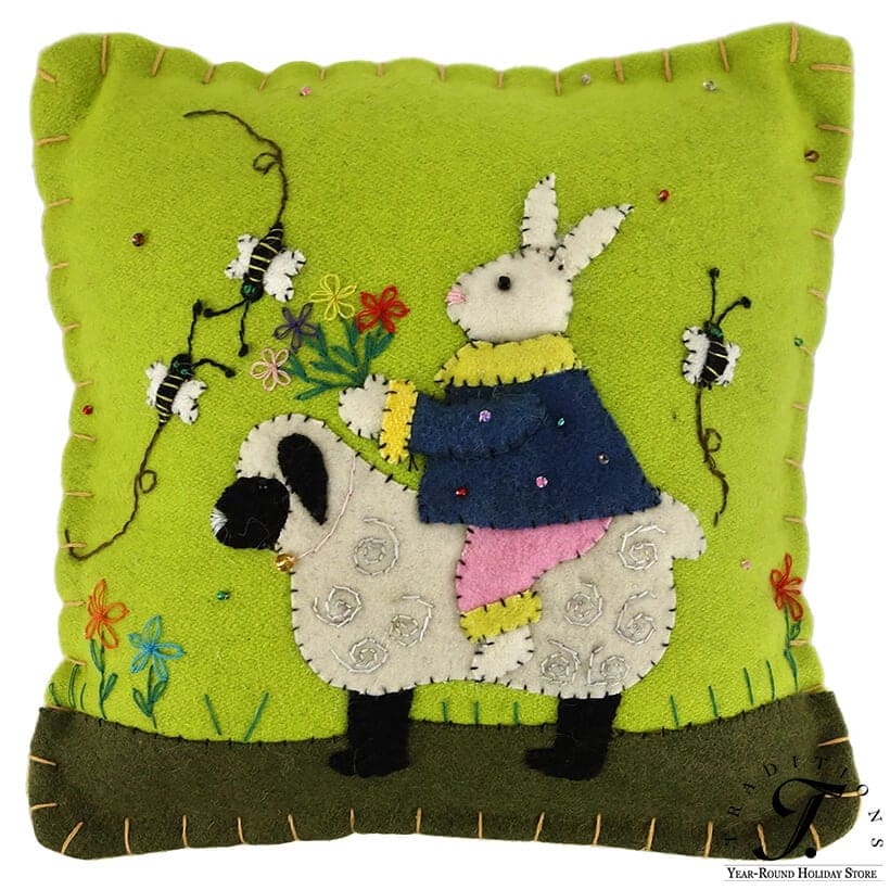 Bunny Riding Sheep Pillow