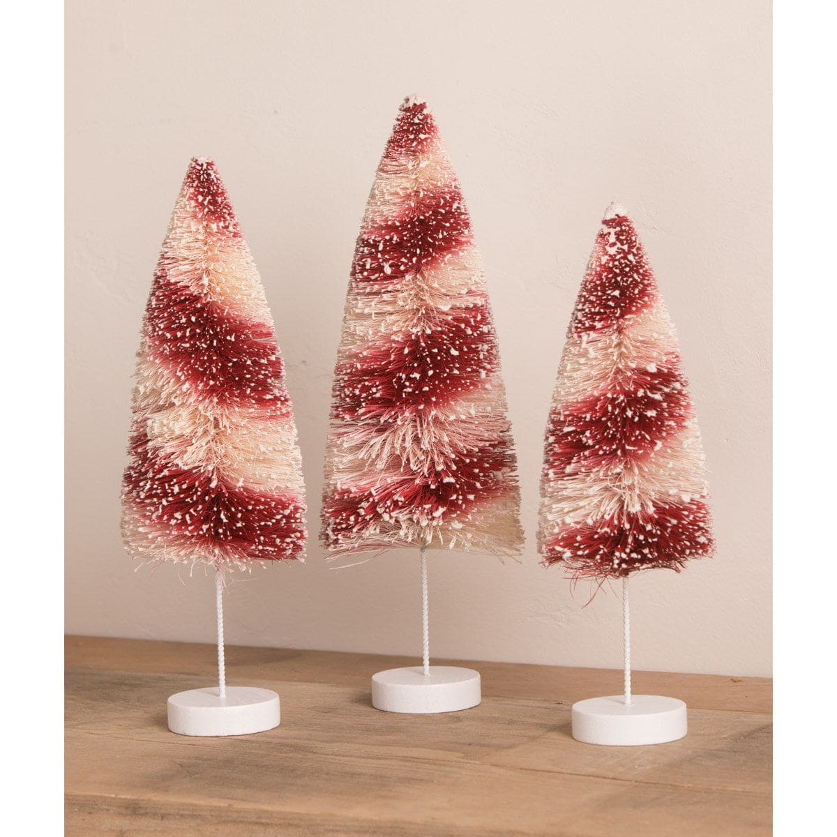 Candy Cane Bottle Brush Trees Set/3