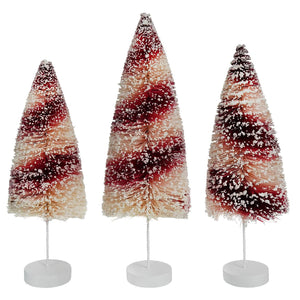 Candy Cane Bottle Brush Trees Set/3
