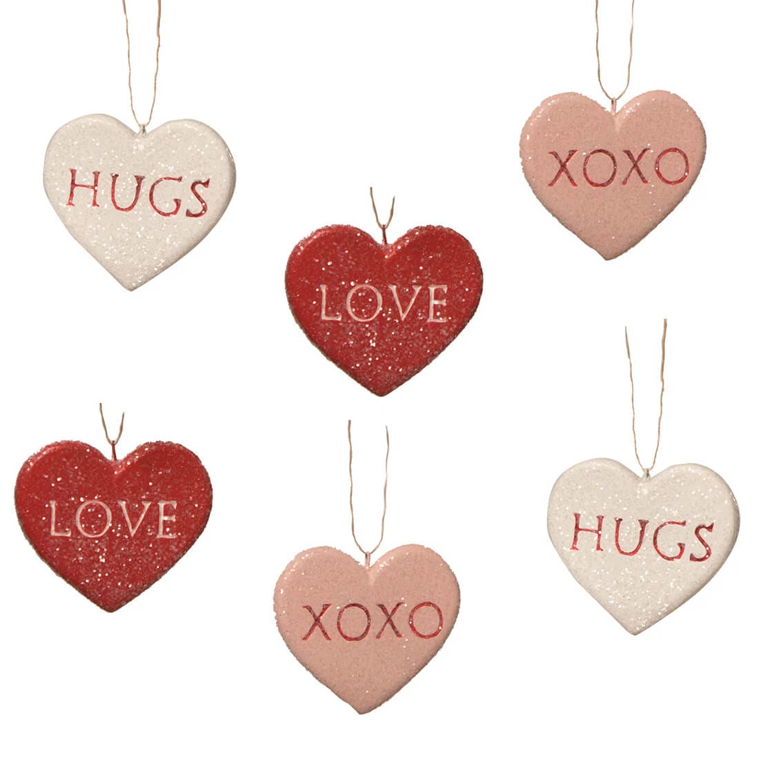 Candy Heart Ornaments Set/6