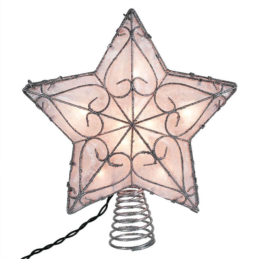 Capiz Star Lighted Tree Topper