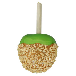 Green caramel apple glass ornament with nuts detailed food ornament for holiday decoration