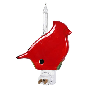 Red ceramic cardinal holly bubble light with clear glass type c7w max bulb insert for festive decor