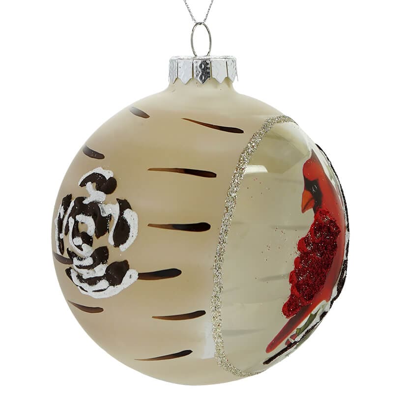 Cardinal in Birch Ball Ornament