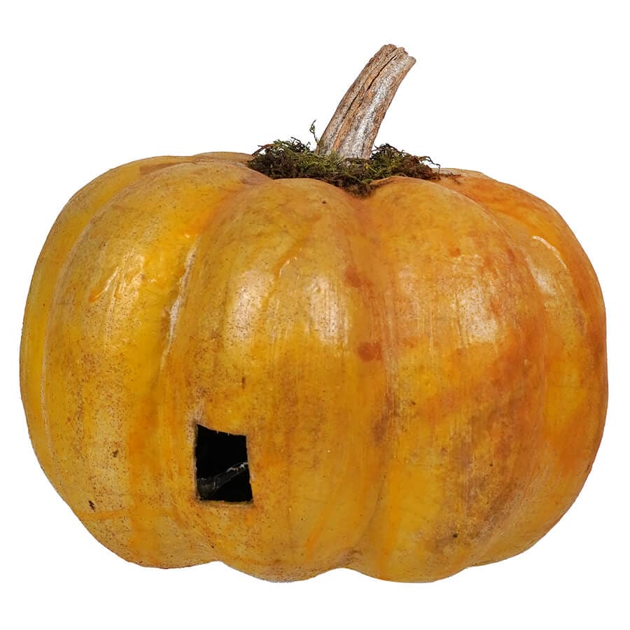 Carved Mustard Grinning Face Pumpkin