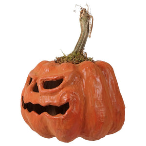 Carved Orange Smiling Faced Pumpkin - Halloween