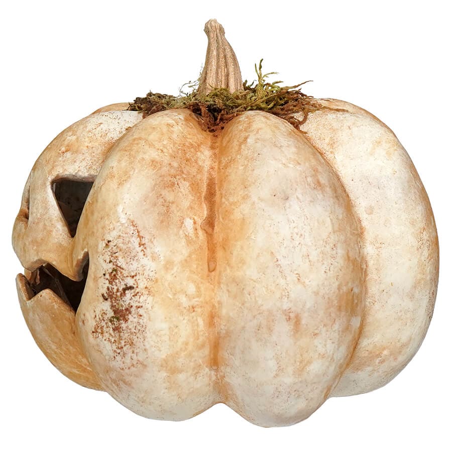 Carved White Grinning Face Pumpkin