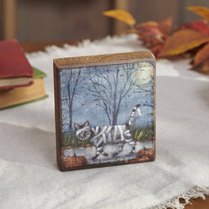 Cat Mummy Block Sign - Halloween