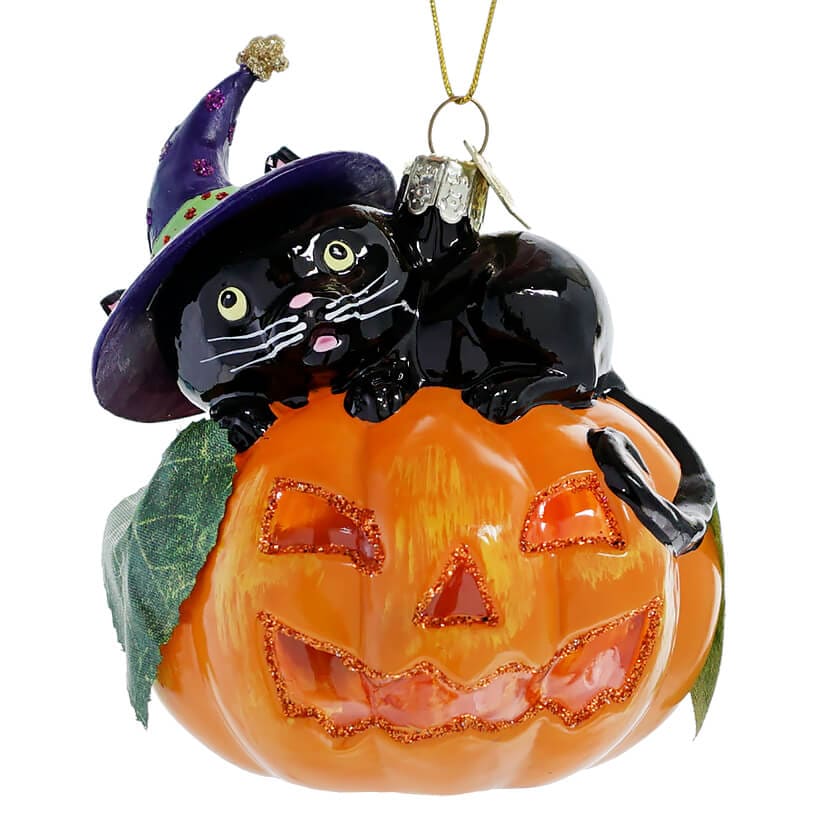 Cat On Pumpkin Ornament