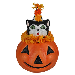 Halloween cat-in-pumpkin decoration from cecil’s hang perfect for spooky fall vibes and indoor display