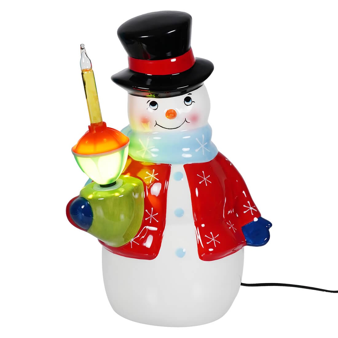 Ceramic Snowman With Bubble Light - Christmas