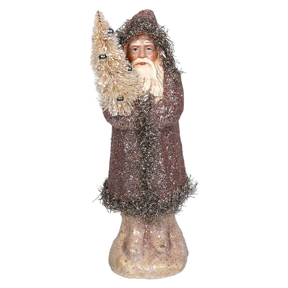 Champagne Santa Holding Bottle Brush Tree