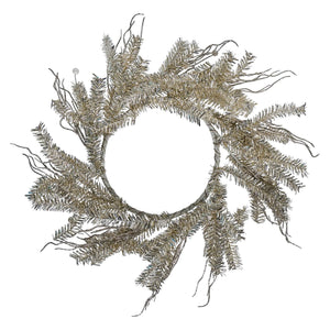 Champagne Tinsel Twig & Pearl Wreath - Christmas