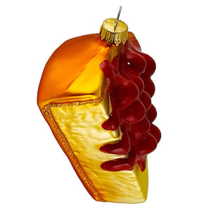 Cherry cheesecake glass ornament shaped like a colorful food ornament perfect for christmas tree decor