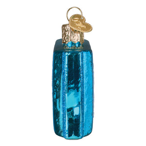 Vibrant blue christmas glass ornament with textured shimmer and gold heart charm perfect for chips ahoy dessert ornaments