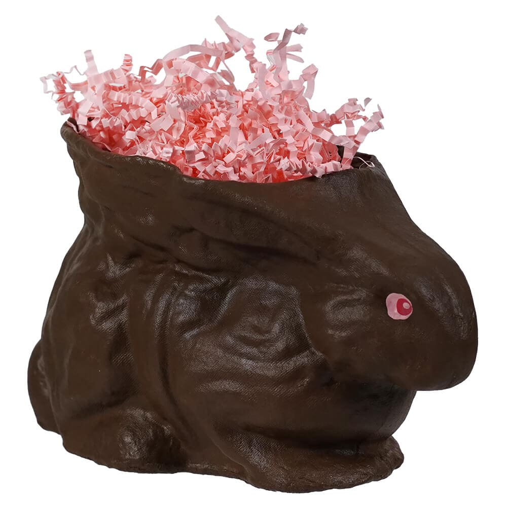 Chocolate Basket Bunny With Pink Paper - Easter