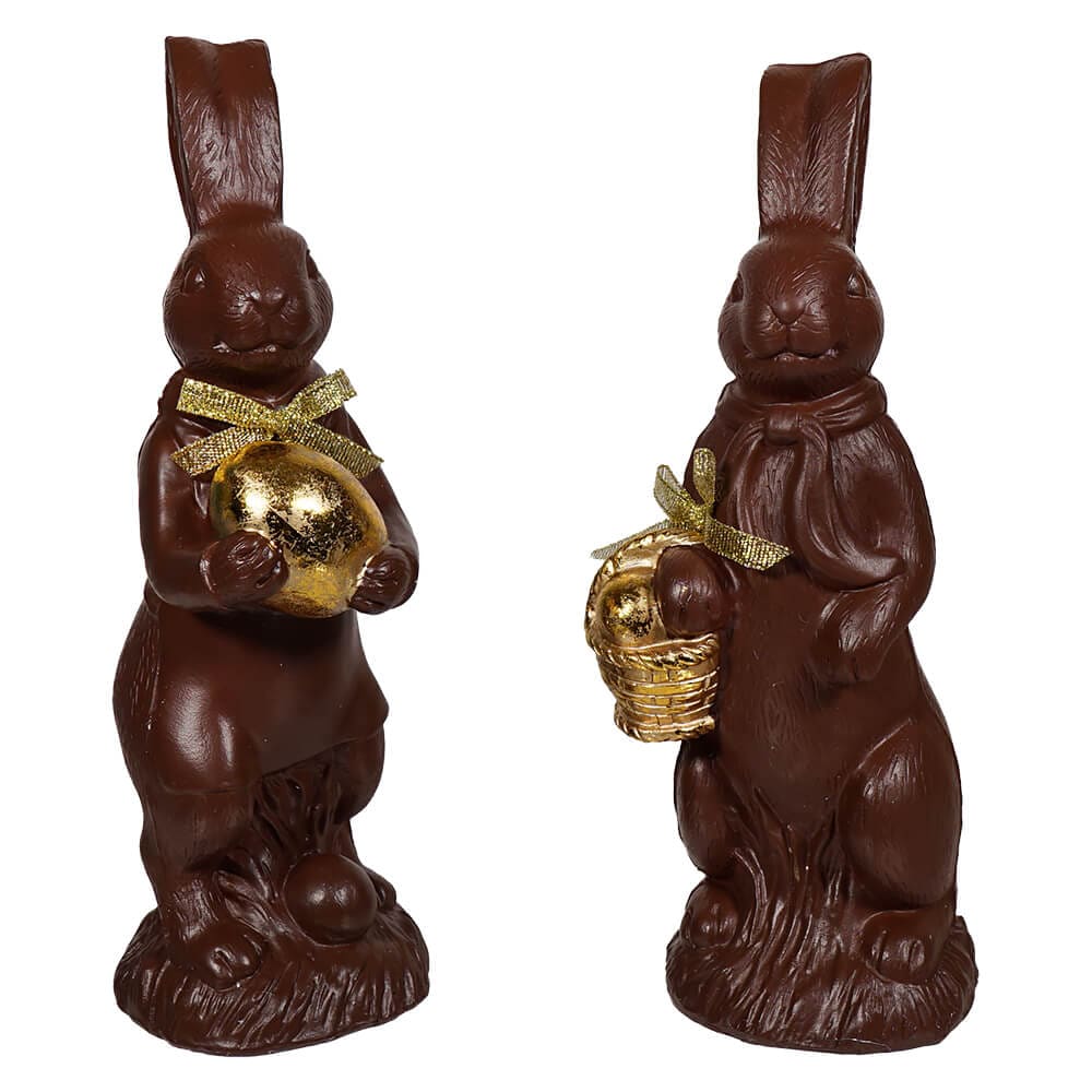 Chocolate Bunnies Holding Golden Eggs Set/2