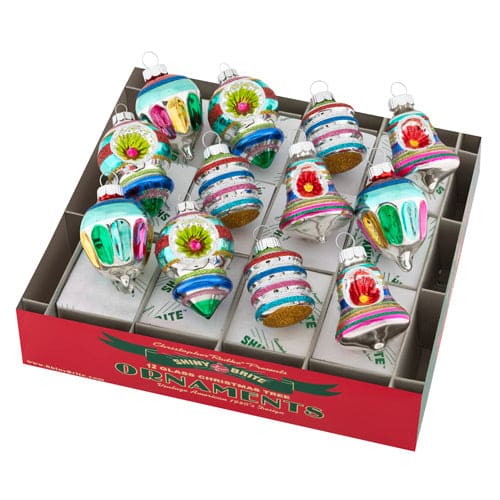 Christmas Confetti Decorated Shape Ornaments Set/12