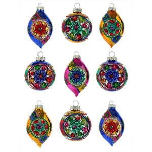 Christmas Confetti Reflector Ornaments Set/9