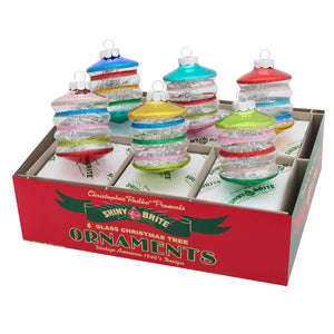 Christmas Confetti Tinsel & Glittered Lantern Ornaments Set/6 - Ornaments