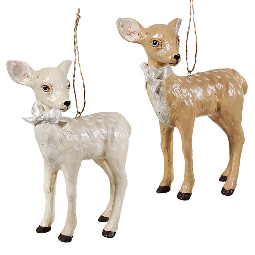 Christmas Fawn Ornaments Set/2