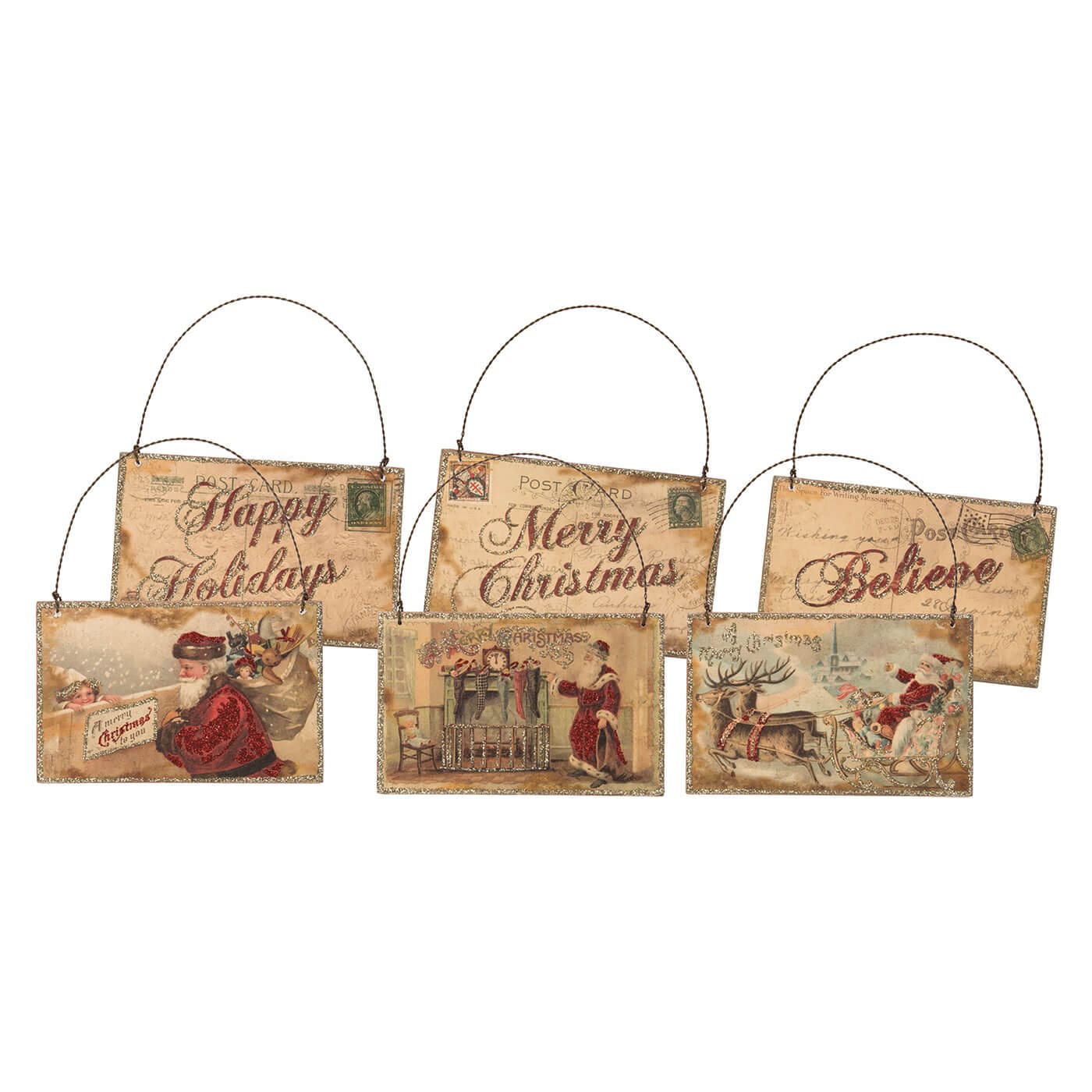 Christmas Postcard Ornaments Set/3