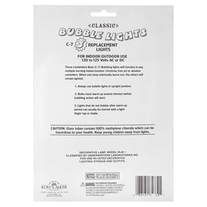 Classic bubble lights c-7 replacment bulbs in clear plastic package for ul1002 set indoor outdoor use 120 125 volts