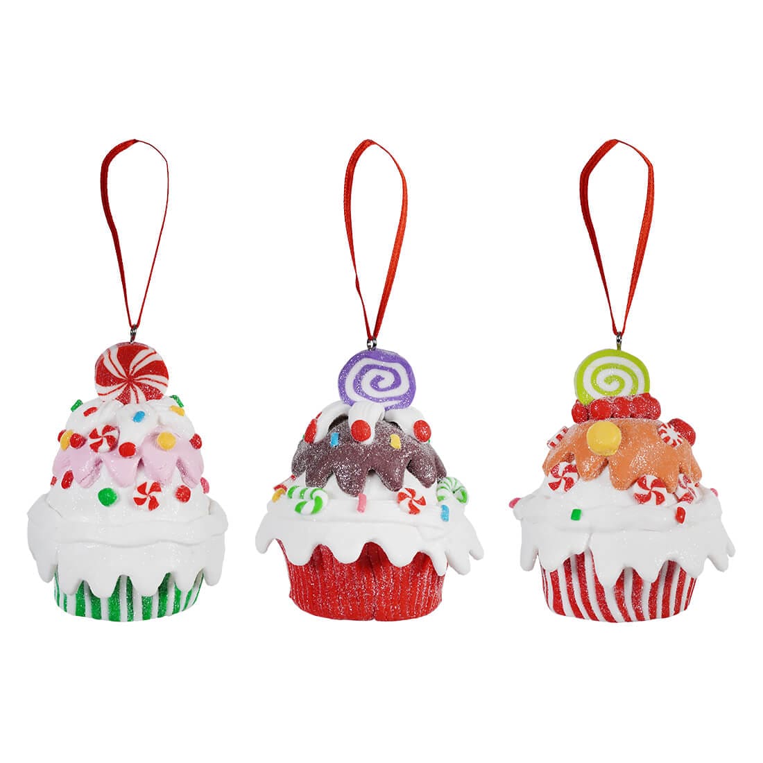 Clay Dough Holiday Cupcake Ornaments Set/3 - Ornaments