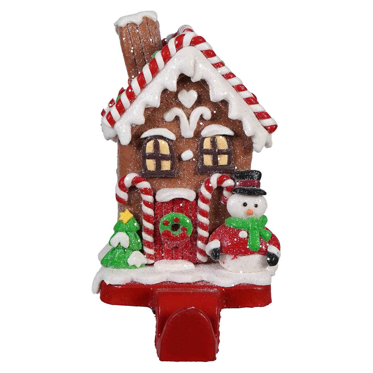 Clay Dough Snowman Gingerbread House Stocking Holder - Christmas