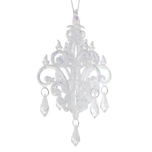 White iridescent chandelier ornament by kurt adler adds a traditional vintage christmas ornaments touch to your tree