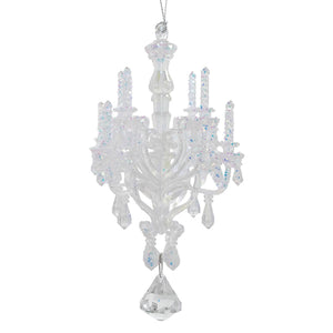 Sparkly white iridescent chandelier ornament perfect for traditional vintage christmas ornaments display