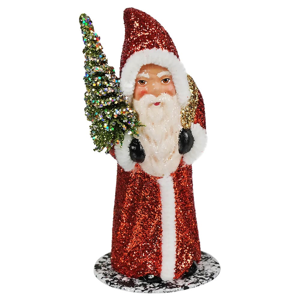 Copper Glittered Santa Holding Gold Sack