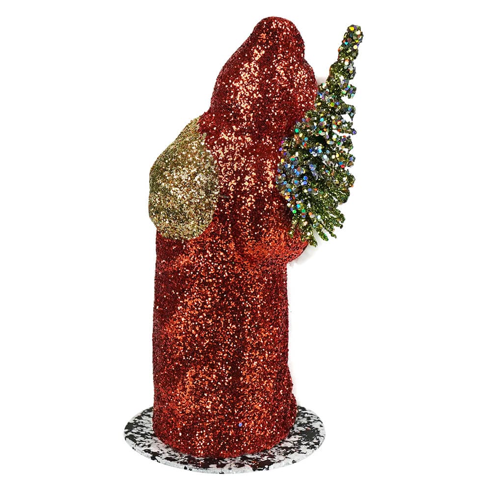 Copper Glittered Santa Holding Gold Sack