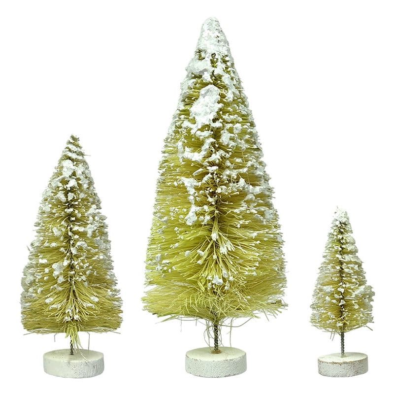 Cream Bottle Brush Trees Set/3