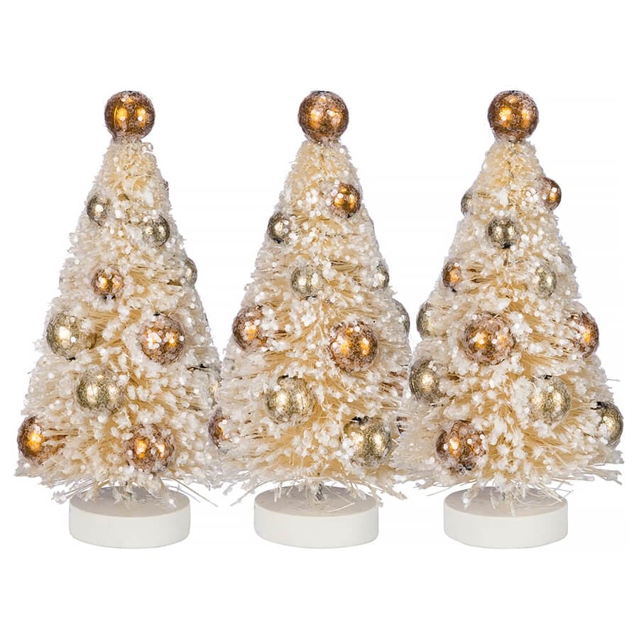 Cream Bottle Brush Trees Set/3