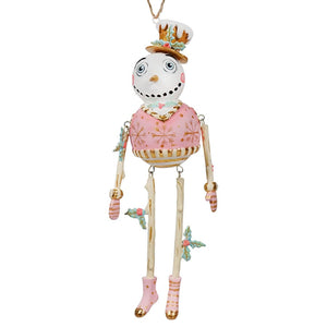 Cream Holly Jolly Snowman Ornament