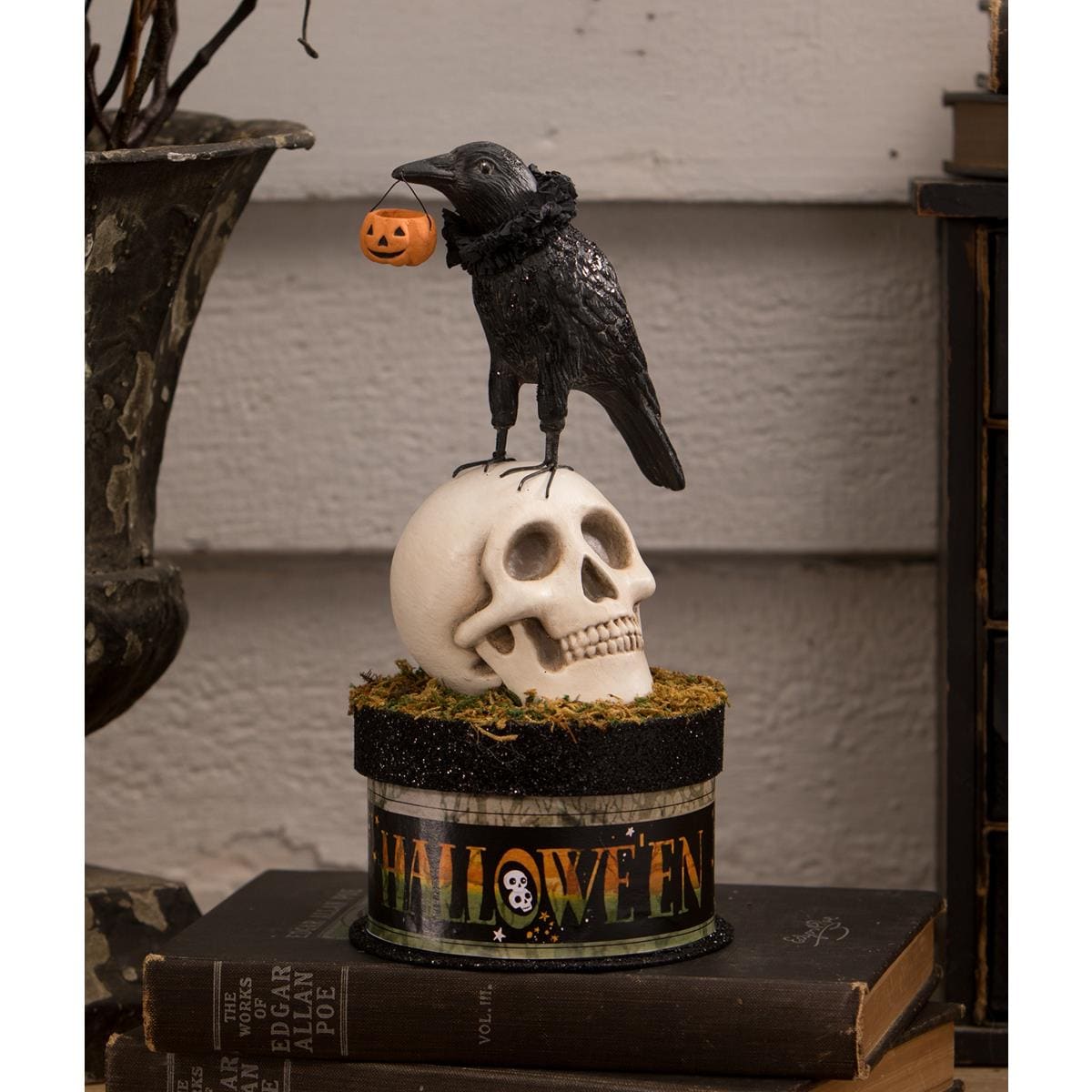 Crow and Skull on Box - Halloween