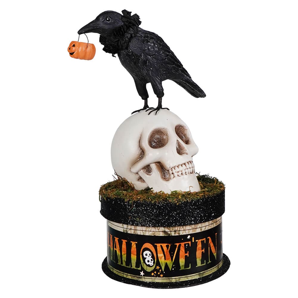 Crow and Skull on Box - Halloween